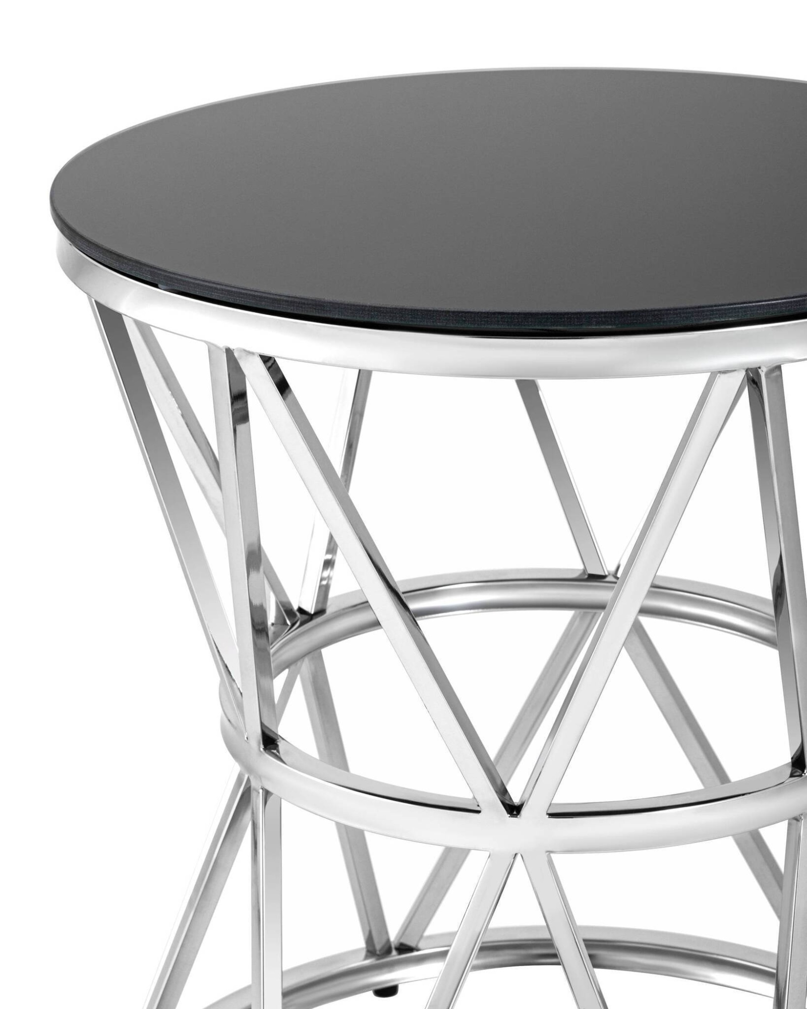 Журнальный стол 50*50 ВИВА серебро стекло черное Stool Group