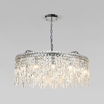 Подвесная люстра Eurosvet 60159 хром/ прозрачный хрусталь Strotskis