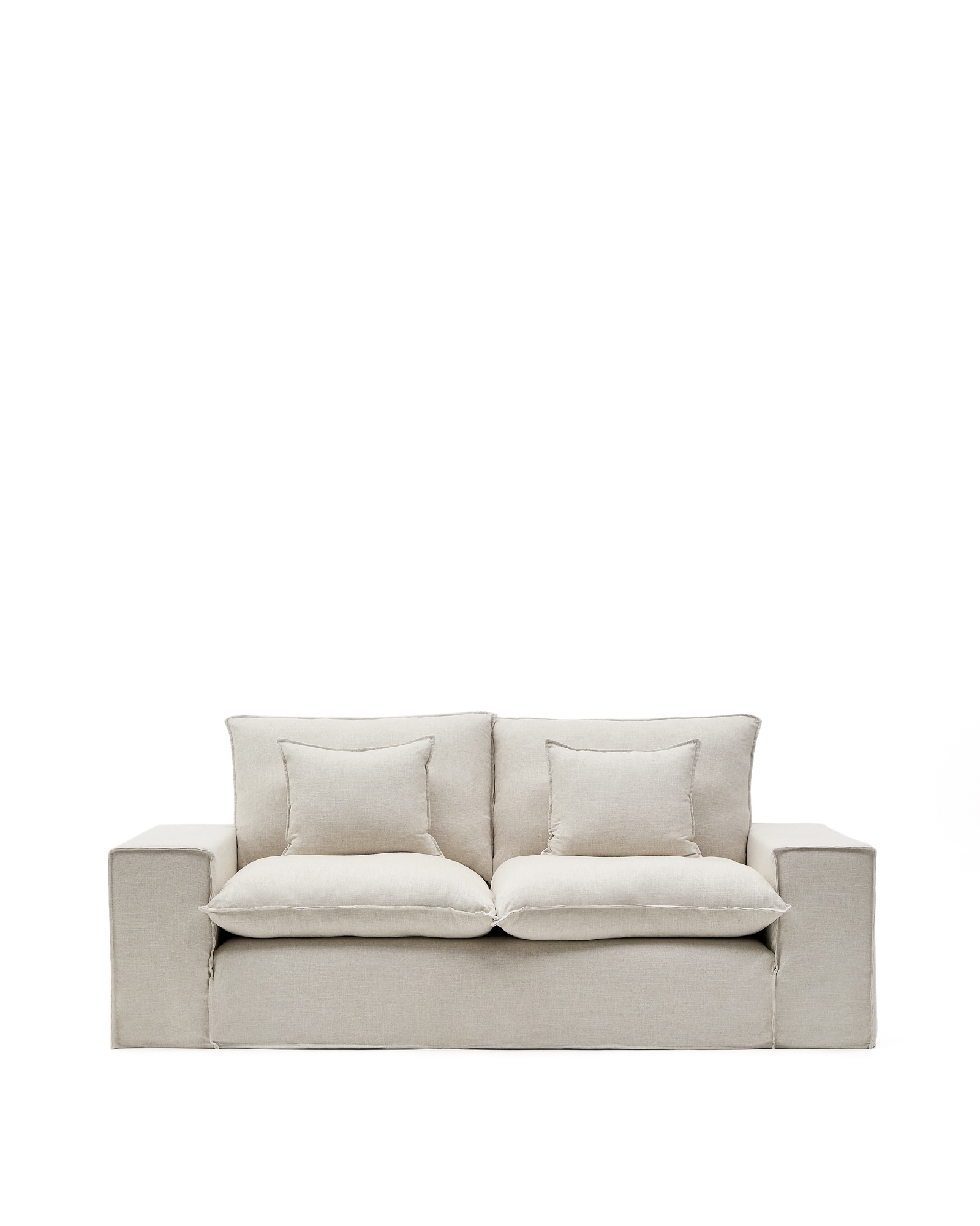 Anarela бежевый льняной диван 2-местный со съемным чехлом и подушками 240 см La Forma (ex Julia Grup)