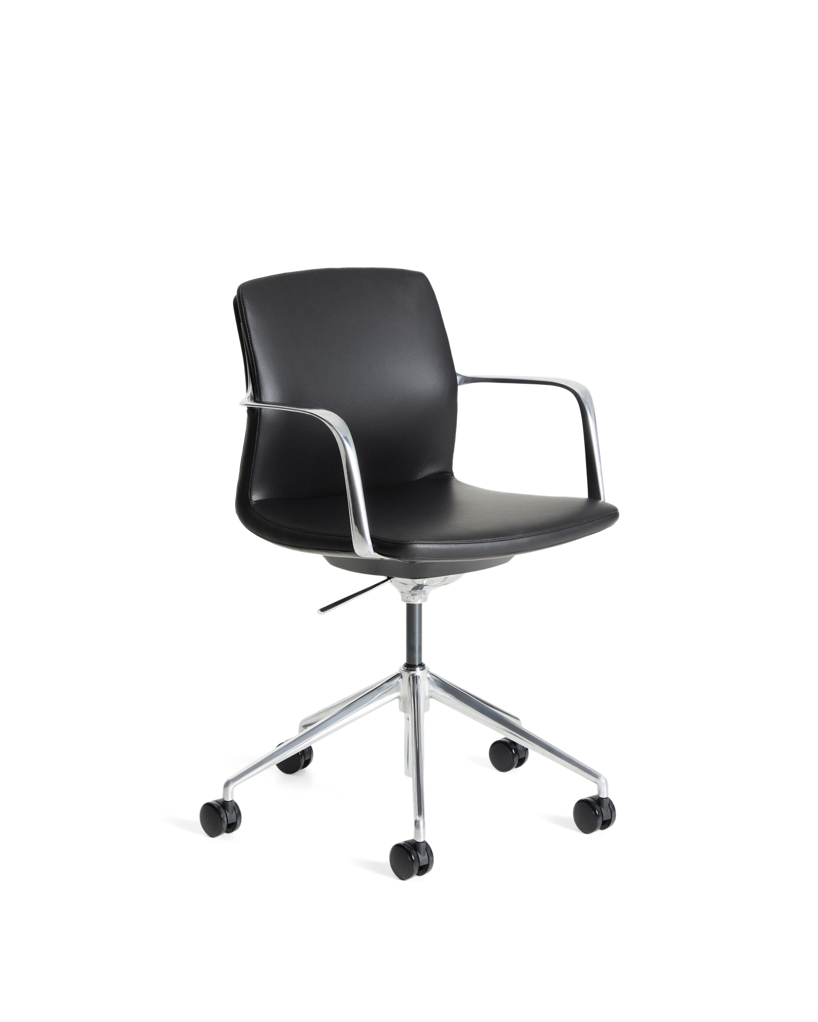 Офисный стул Nerlan из черной экокожи с алюминиевой рамой La Forma (ex Julia Grup)