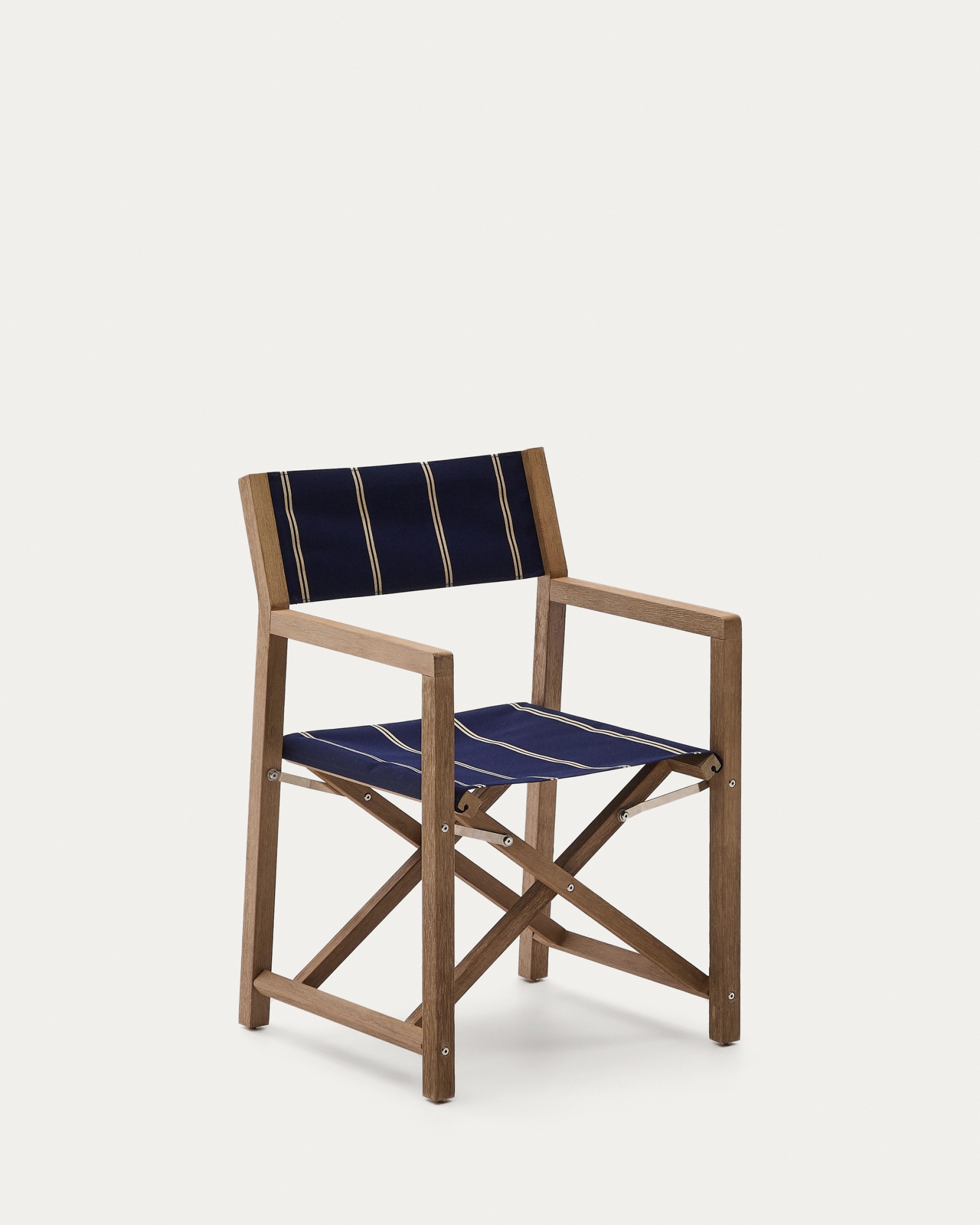 Уличный складной стул Vilara в сине-бежевую полоску из акации La Forma (ex Julia Grup)