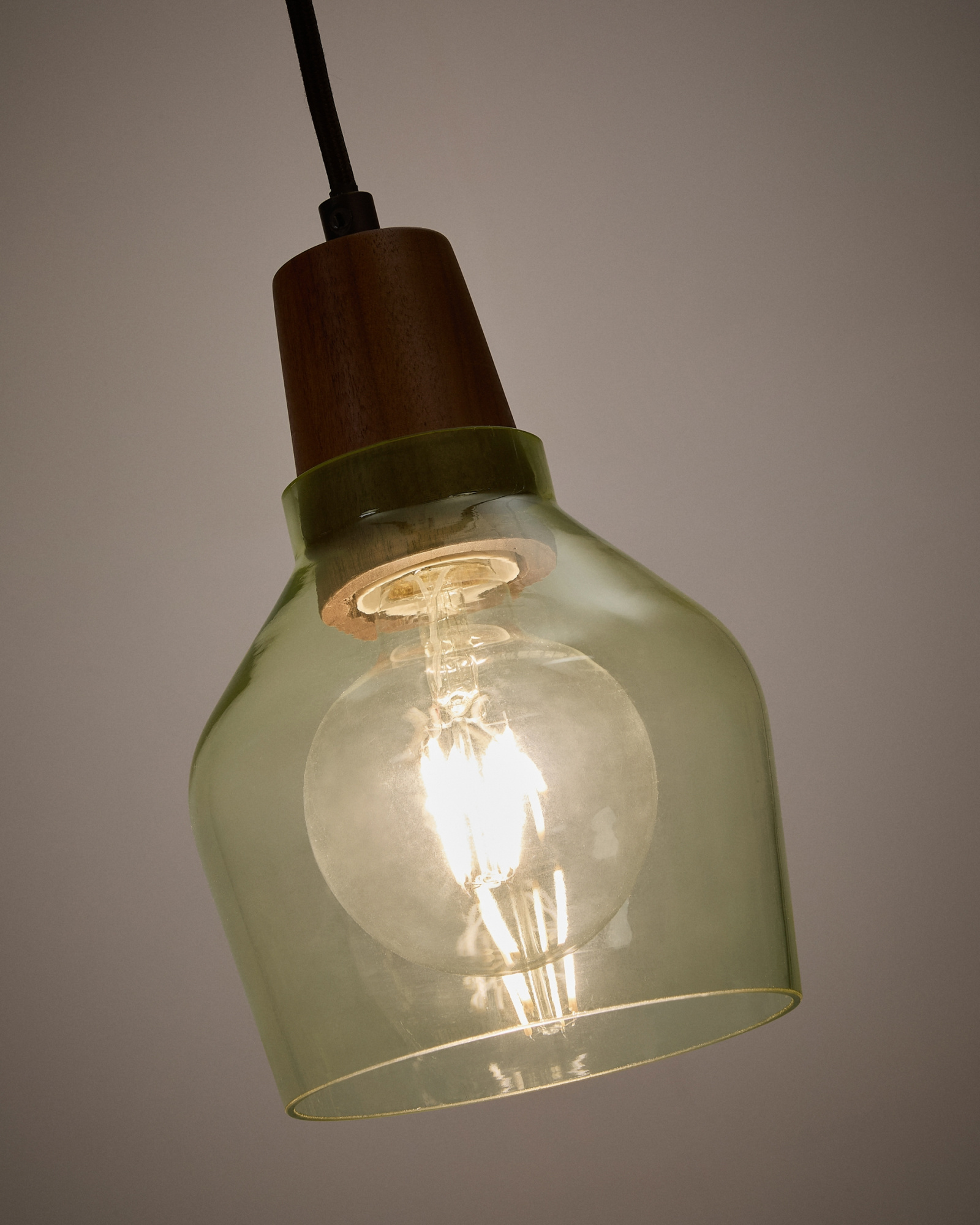 Silex Подвесной светильник из зеленого стекла и орехового дерева, Ø 13 La Forma (ex Julia Grup)
