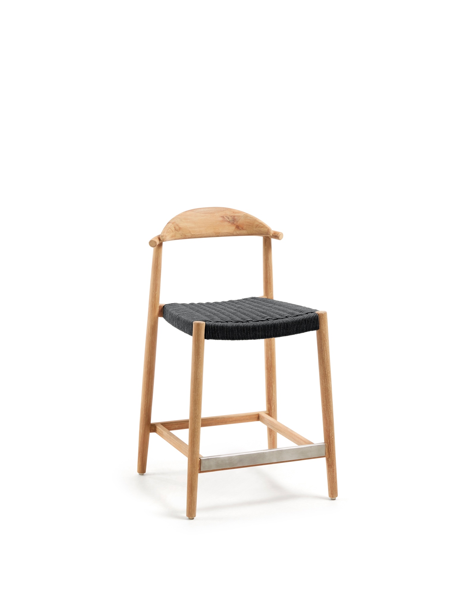 Nina Полубарный стул из массива акации с натуральной отделкой и черной веревкой 62 см La Forma (ex Julia Grup)