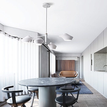 Люстра на штанге LANT D95 4 lamps Gold/Black by ImperiumLoft