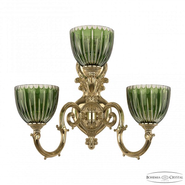 Бра бронзовые с хрусталём 7203B16/2+1/210 G P1 U Clear-Green/H-1K