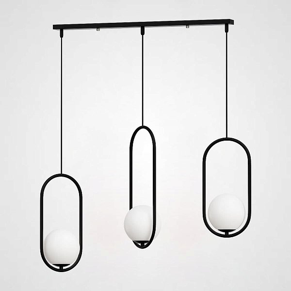 Подвесной светильник HOOP-TRIO Черный, Эллипс S+L+S, Планка by ImperiumLoft