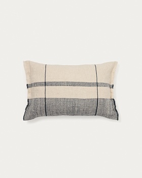 Чехол для подушки Eron из льна бежевого и синего цвета с бахромой 40 x 60 см La Forma (ex Julia Grup)