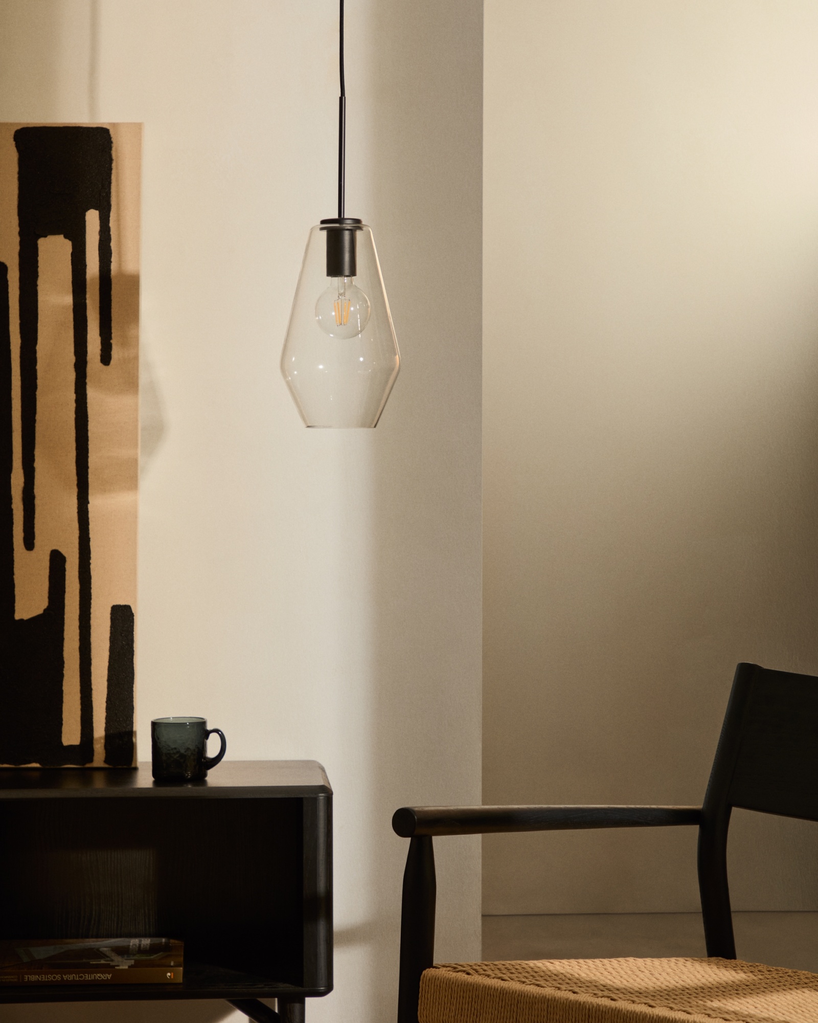 Тумба под телевизор Lenon, 2 дверцы черная из массива и шпона дуба La Forma (ex Julia Grup)