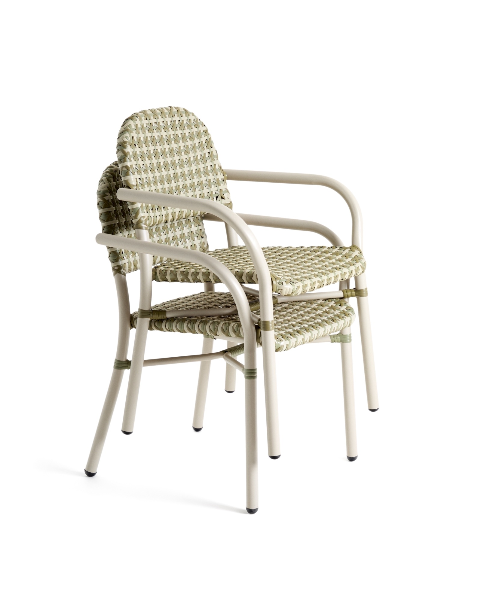 Уличный стул Tuccia бежевого-зеленого цвета из алюминия и искусственного ротанга La Forma (ex Julia Grup)