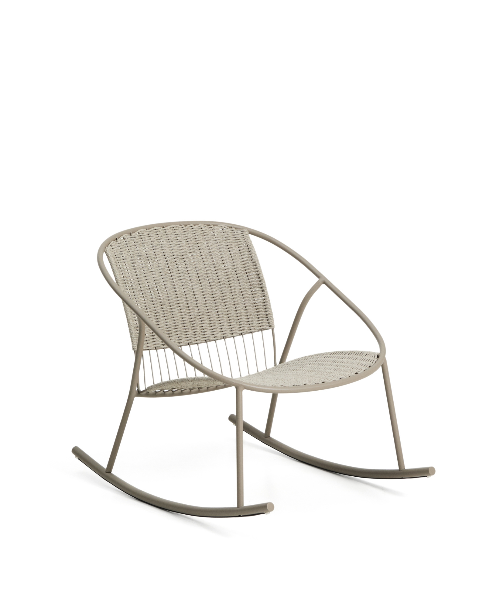 Кресло-качалка уличное Atrani из стали и веревки бежевого цвета La Forma 481569