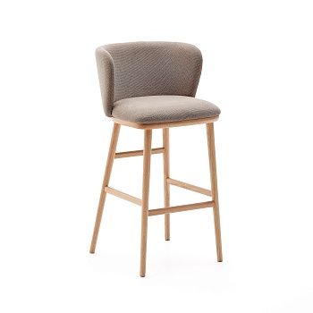 Ciselia Барный стул из коричневой синели и натурального массива ясеня La Forma (ex Julia Grup)