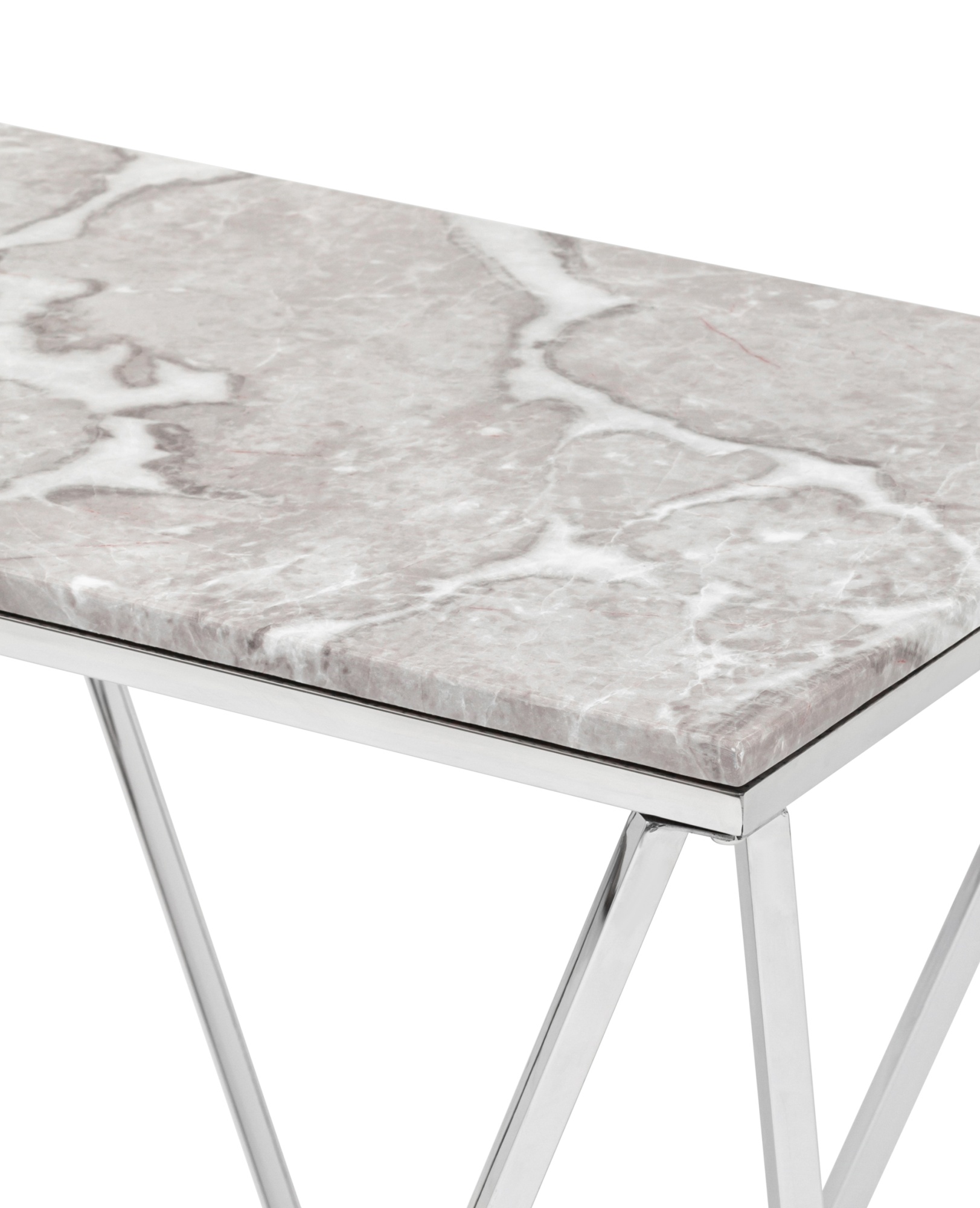 Консоль Авалон 122*41 серый мрамор сталь серебро Stool Group