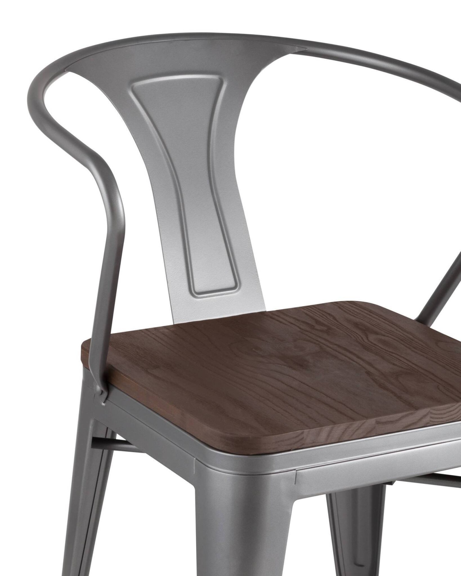 Стул TOLIX ARM WOOD с подлокотниками серебристый Stool Group