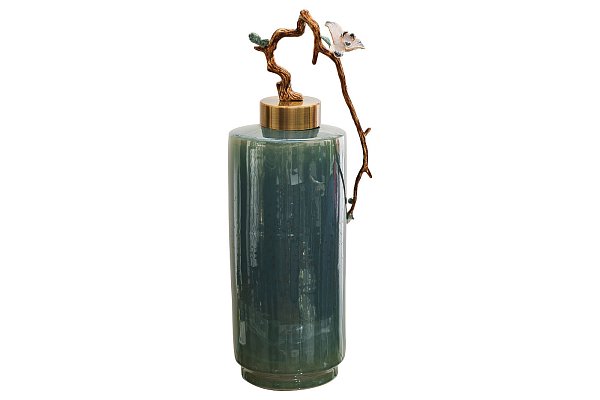 Ваза керамическая декоративная бирюзовая с ветвью Garda Decor 55RD4376L