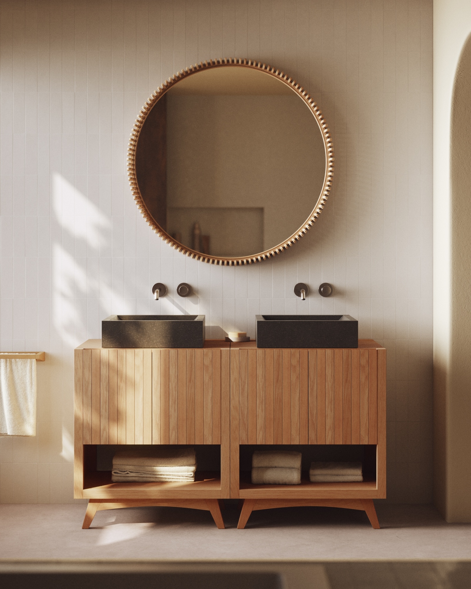 Polke Зеркало в раме из тикового дерева Ø 100 La Forma (ex Julia Grup)