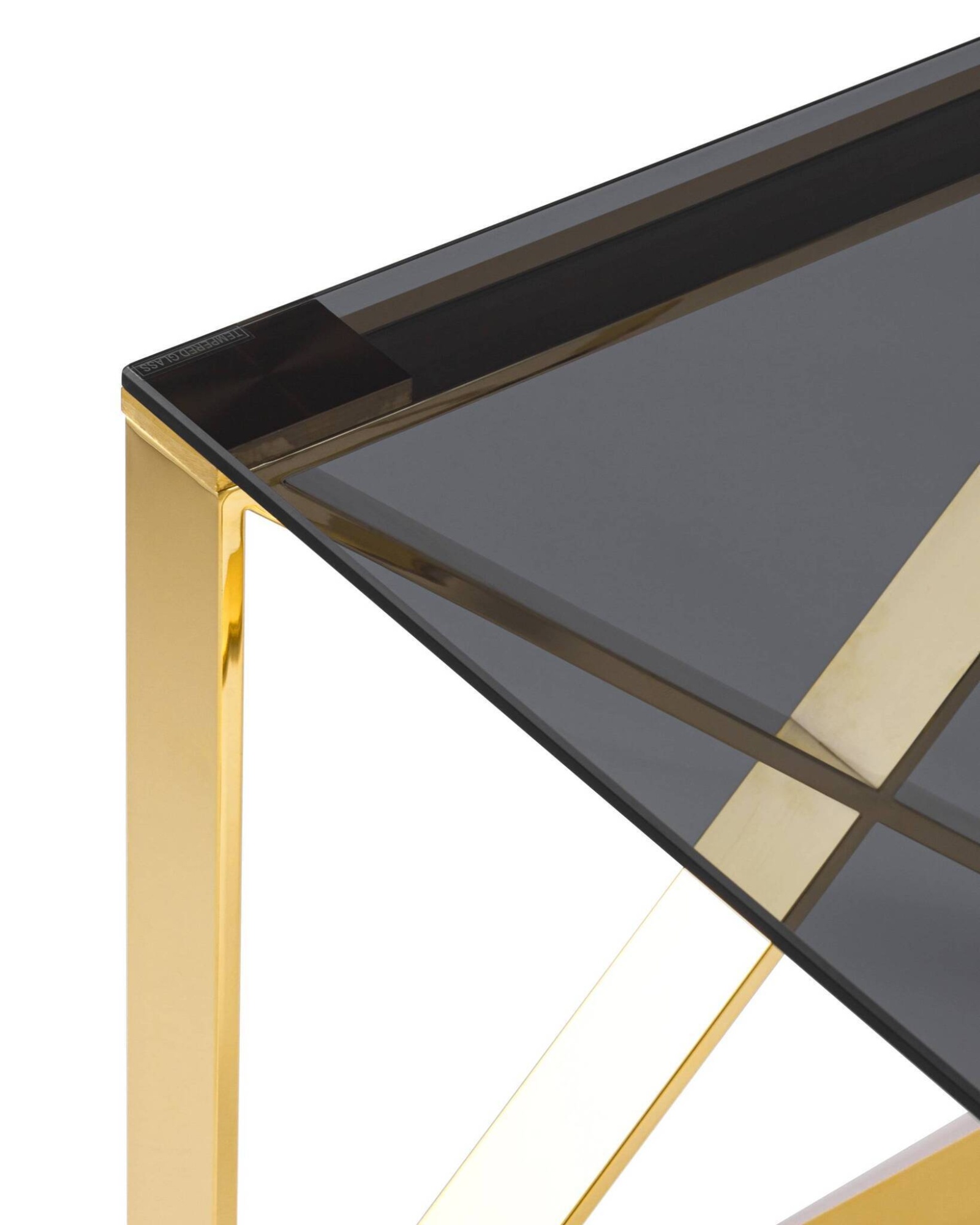 Журнальный стол 55*55 КРОСС золото стекло smoke Stool Group