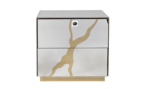 Тумбочка зеркальная с золотым декором Garda Decor KFG199