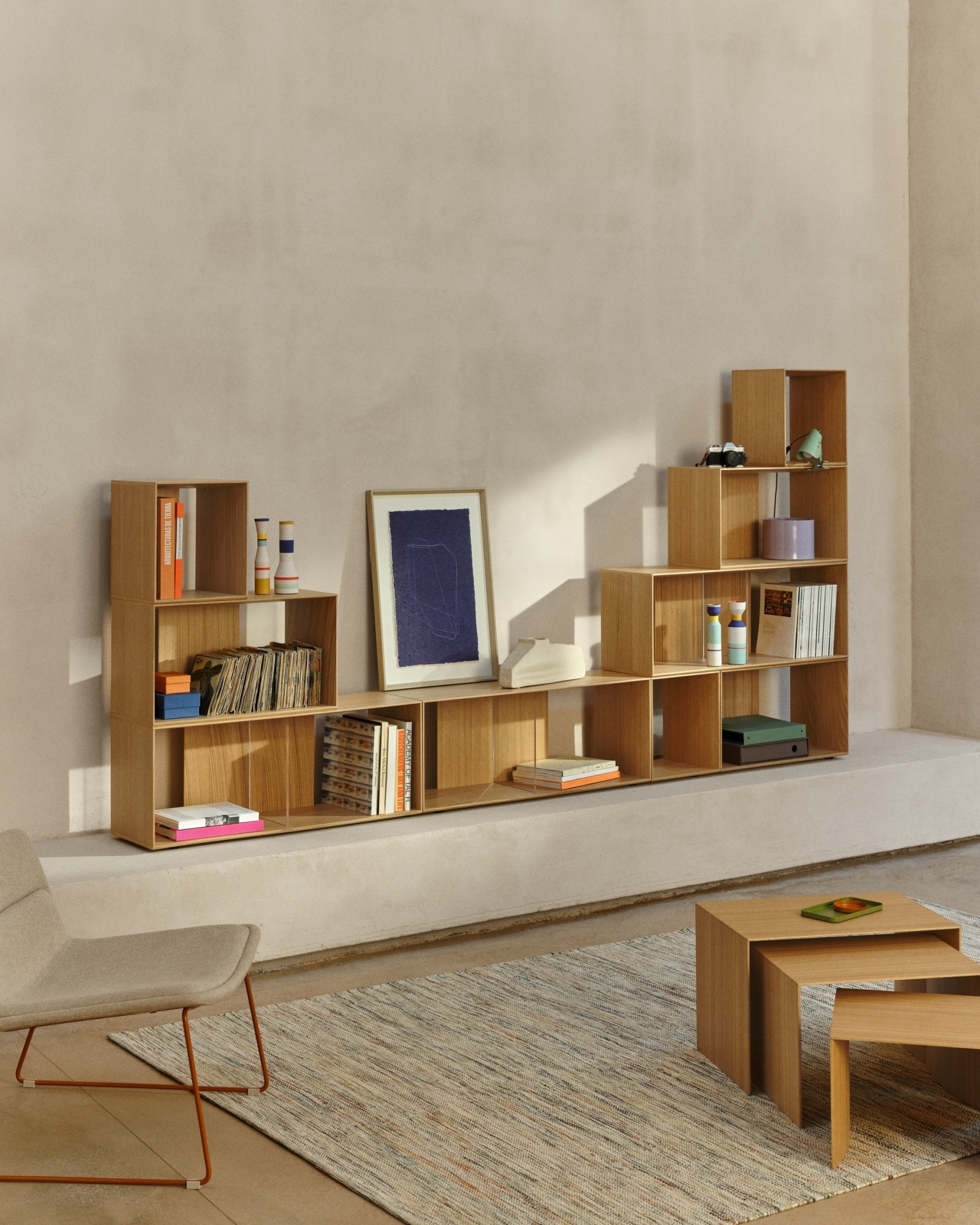 Litto набор из 9 модульных полок из шпона дуба 202 x 114 см La Forma (ex Julia Grup)