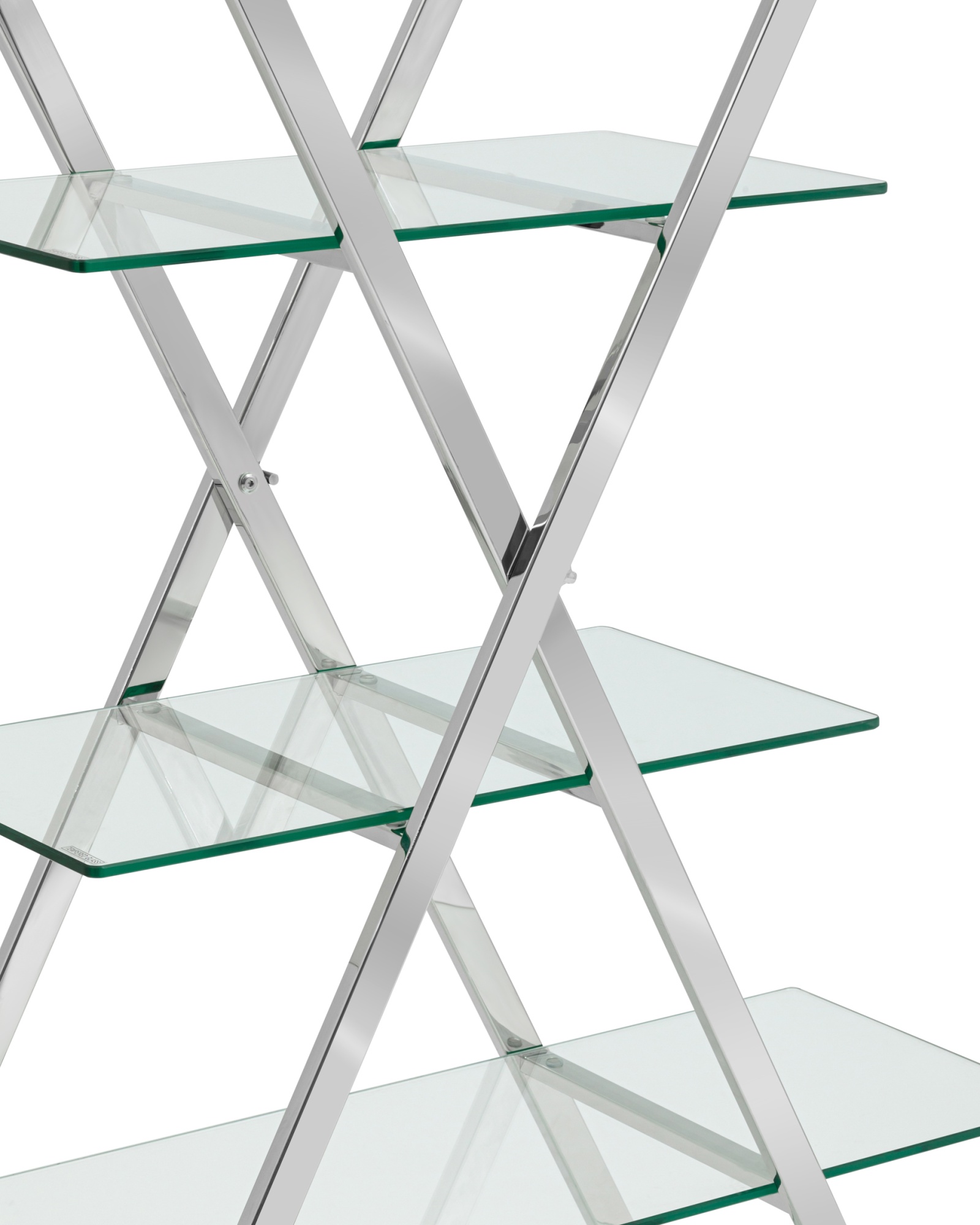 Стеллаж Гейт прозрачное стекло сталь серебро Stool Group