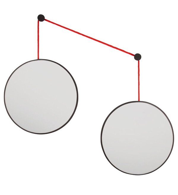 Balance M Black 2 зеркала по 40см  на красном шнуре Art-Zerkalo SM201RBL