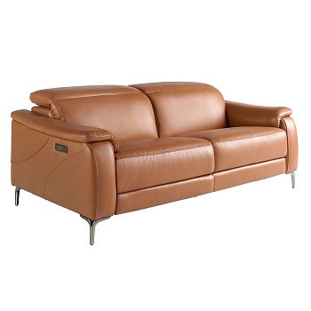 Диван 3-х местный с реклайнером 6181/KM6132-3P-M5676 из коричневой кожи Angel Cerda