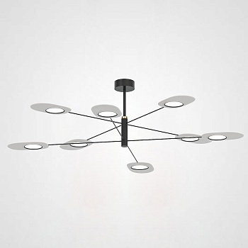 Люстра на штанге INGEL D120 8 lamps Black/White by ImperiumLoft