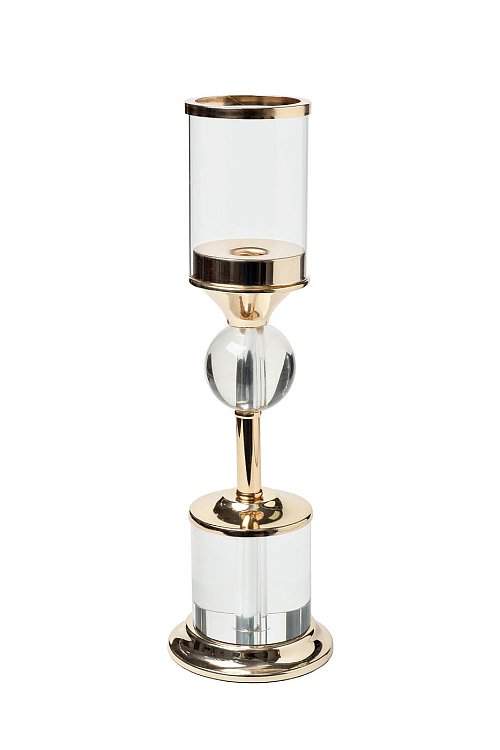 Подсвечник стеклянный на металлической ножке золотой Garda Decor 2K389001