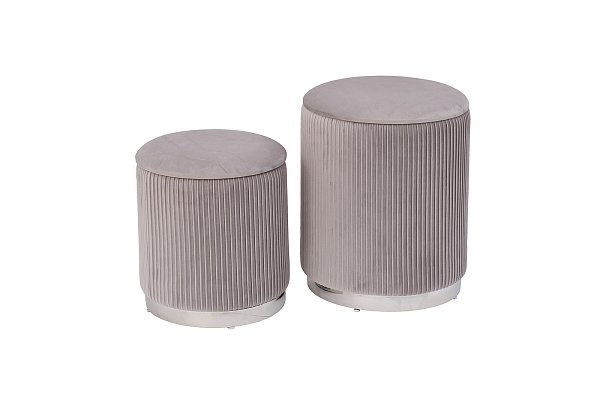 Набор из 2х пуфов серый/хром Garda Decor GY-08220