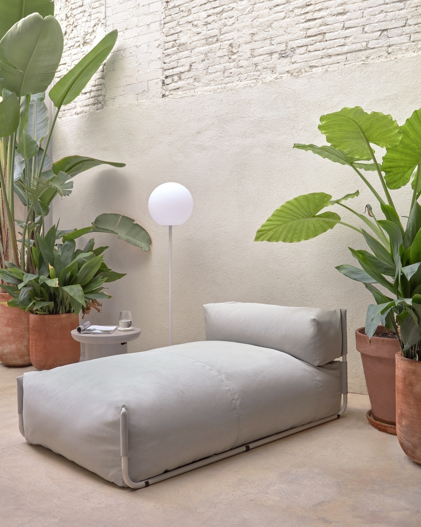 Square пуф-шезлонг со спинкой 165x101см, светло-серый, для садового модульного дивана La Forma (ex Julia Grup)