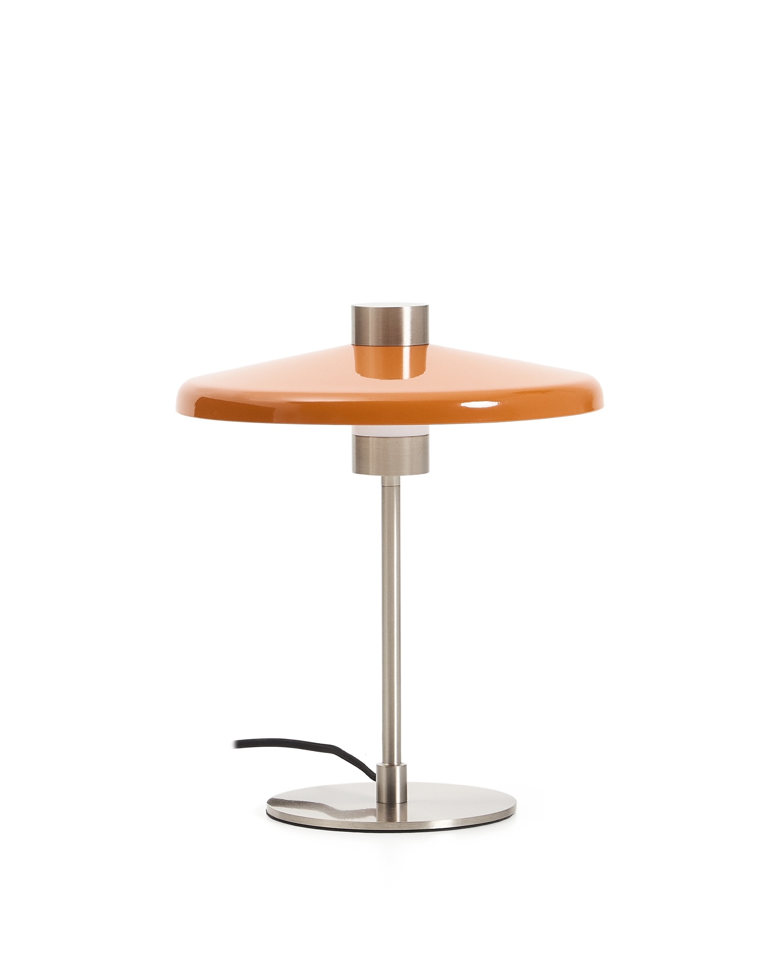 Настольная лампа Nuvira из светло-серого матового металла с оранжевым абажуром La Forma (ex Julia Grup)