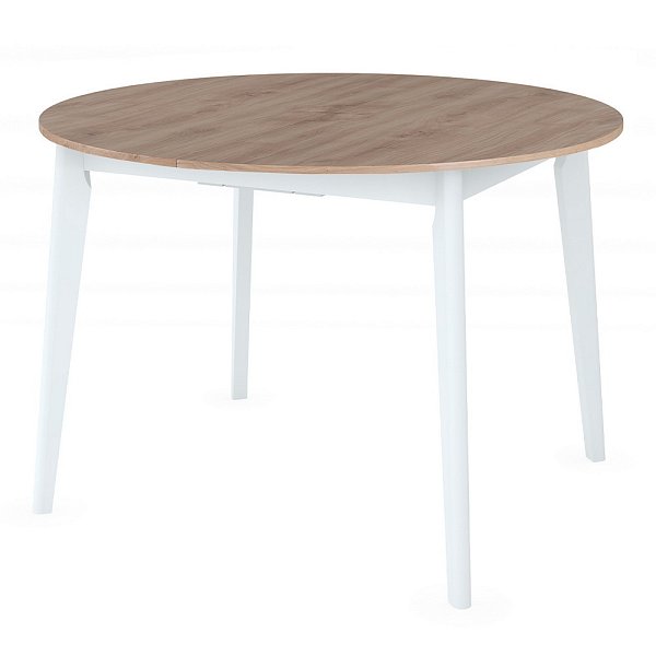 Стол Oslo круглый раскладной 110-140x110x76см, Дуб Навара, белый Bradex Home RF 0335