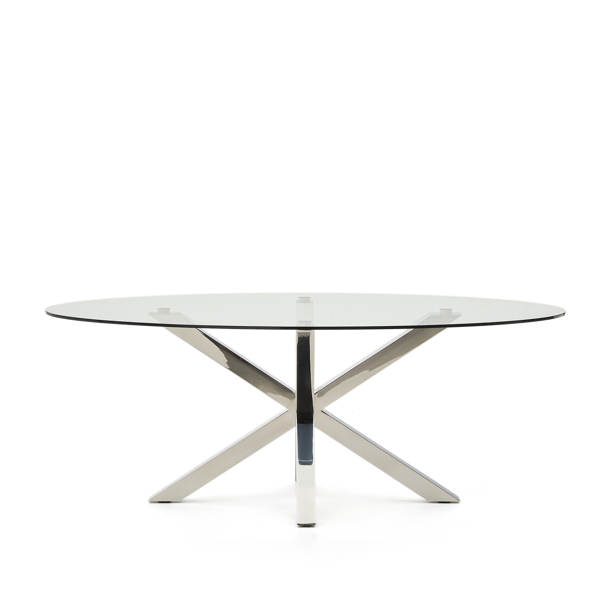 Овальный стол ARYA Argo из матового черного стекла и нержавеющей стали 200x100 La Forma (ex Julia Grup)