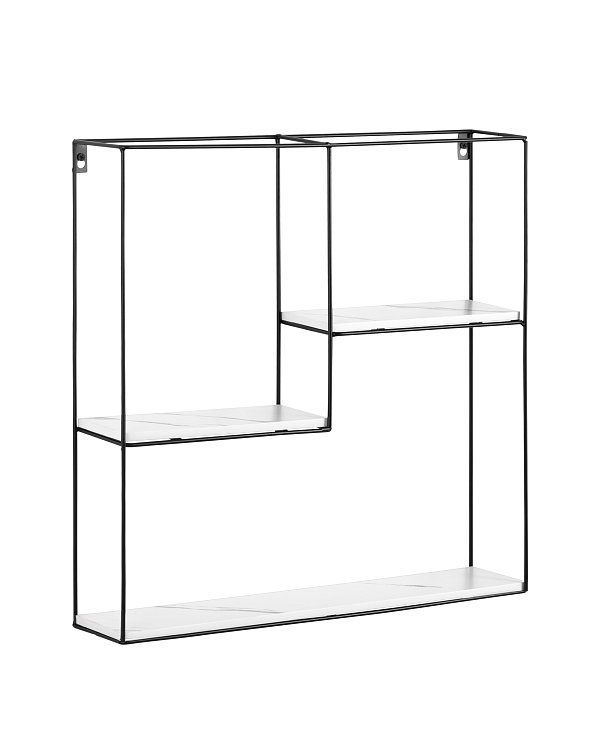 Полка Square черная белый мрамор Stool Group