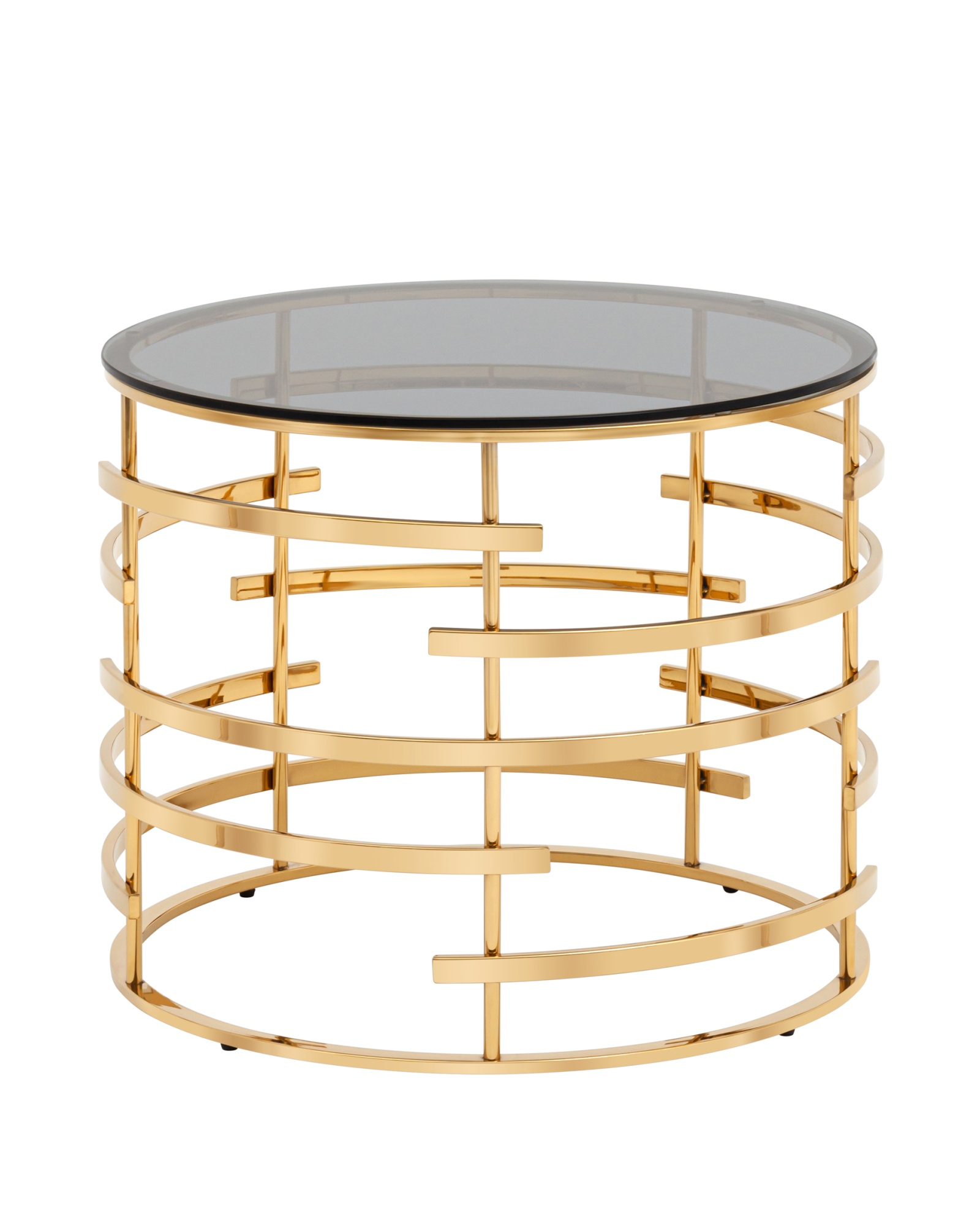 Журнальный столик Инфлюэнс 60*60 стекло smoke сталь золото Stool Group