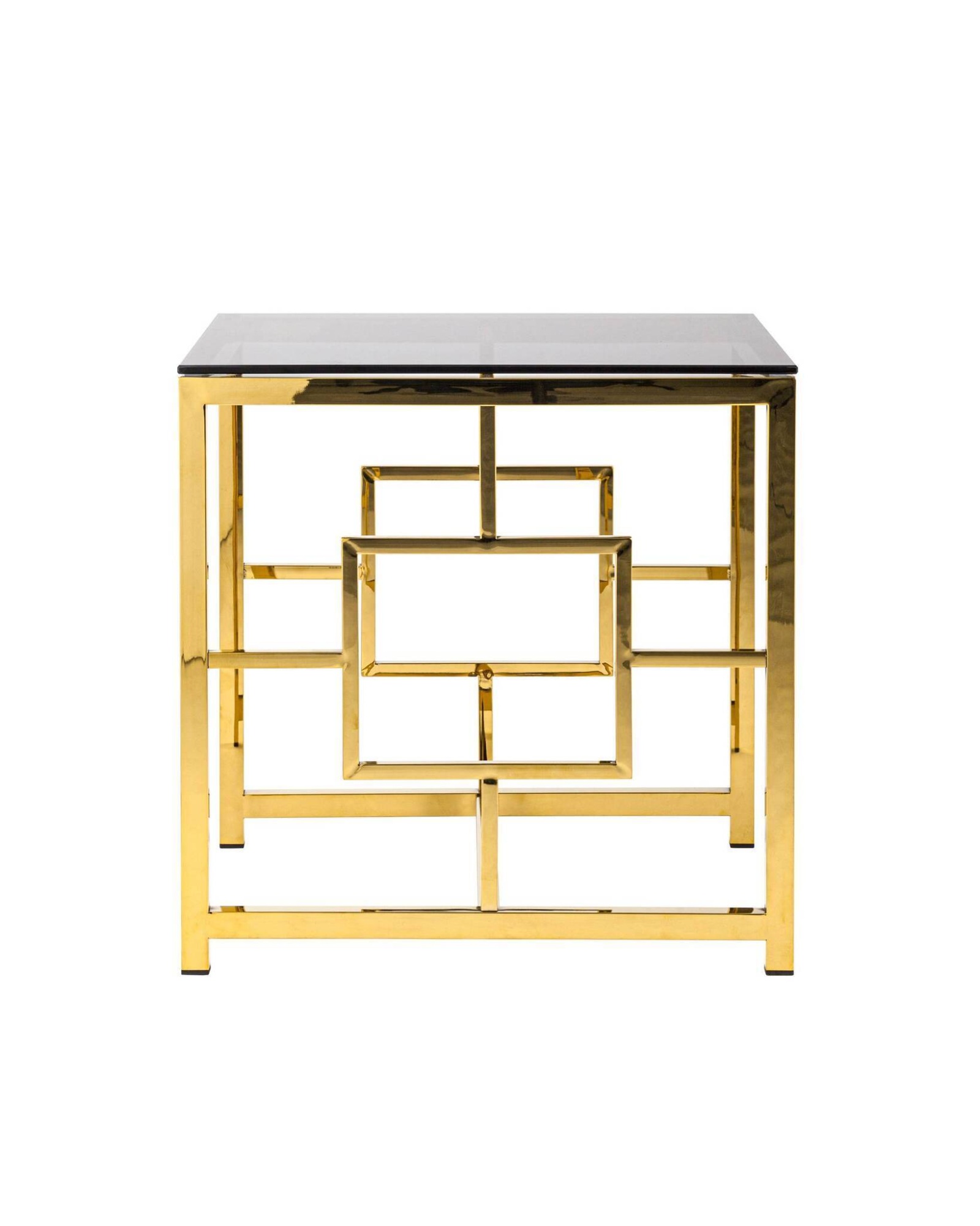 Журнальный столик 55*55 БРУКЛИН стекло smoke сталь золото Stool Group