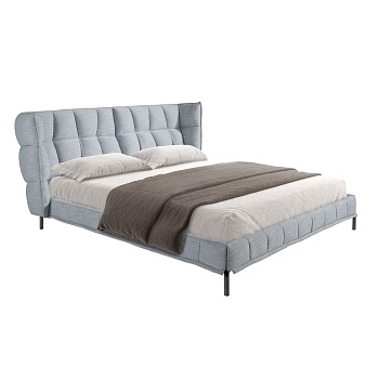Кровать 7211 из ткани светло-голубовато-серого цвета Angel Cerda