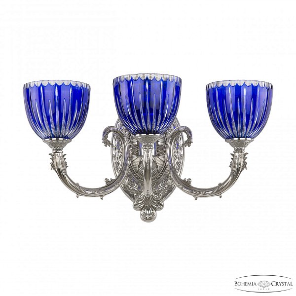 Бра бронзовые с хрусталём 7109B12/3/210 Ni P1 U Clear-Blue/H-1K