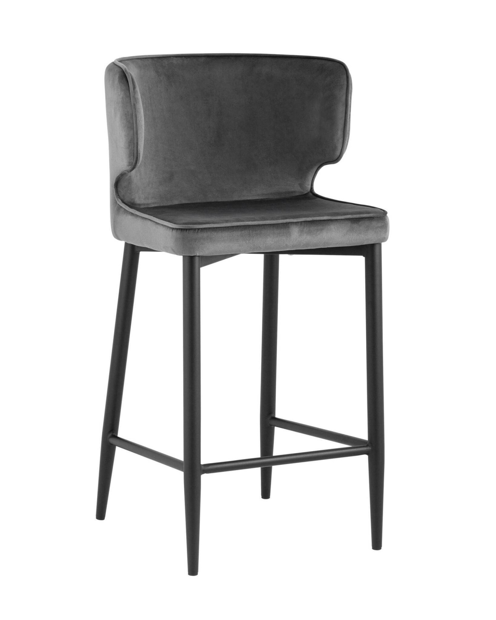 Стул полубарный Матео велюр серый Stool Group
