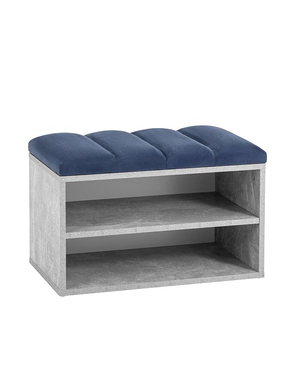 Обувница Хольст серая велюр синий Stool Group