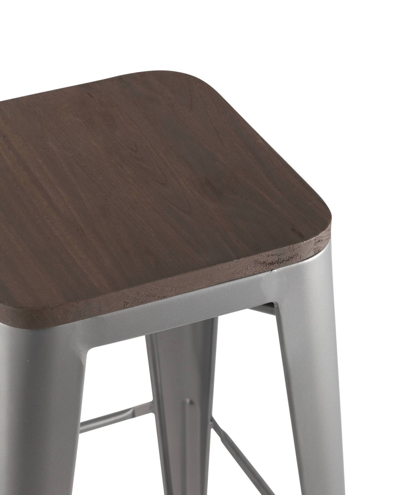 Стул барный TOLIX WOOD серебристый матовый Stool Group