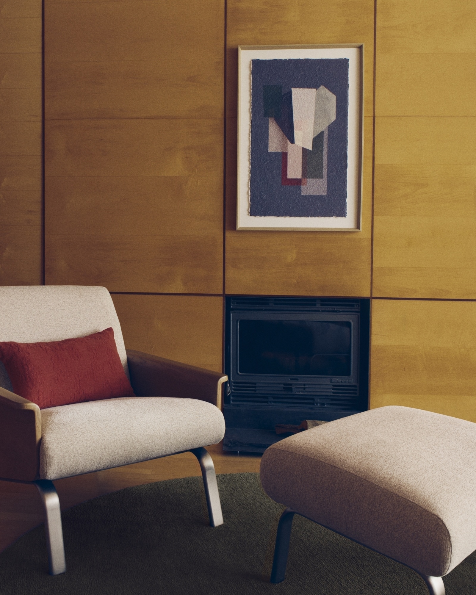 Кресло Amsen бежевое из дубовой фанеры со стальными ножками La Forma (ex Julia Grup)