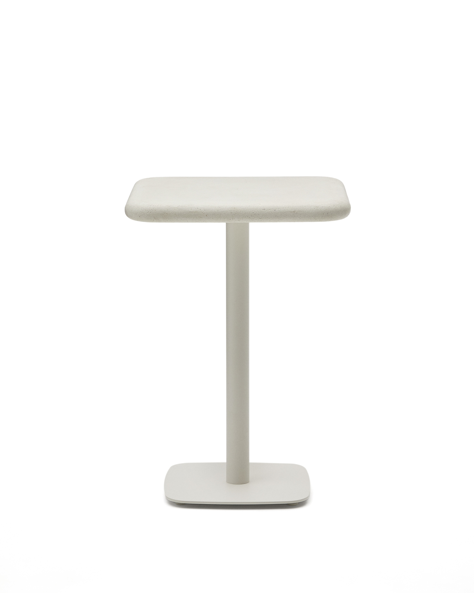 Уличный стол Dina высокий белый из цемента и стали со столешницей 70х70 см La Forma 263215