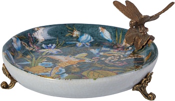 Блюдо со стрекозой Glasar C559C/LB3662