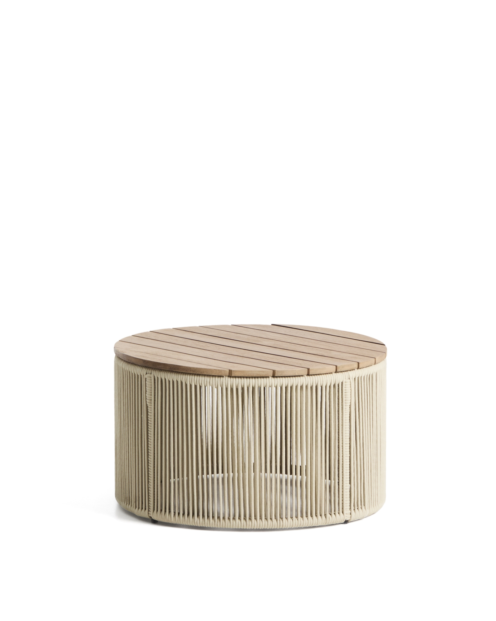 Уличчный столик Dandara из стали, веревки цвета экрю и массива акации Ø60 см La Forma 482544