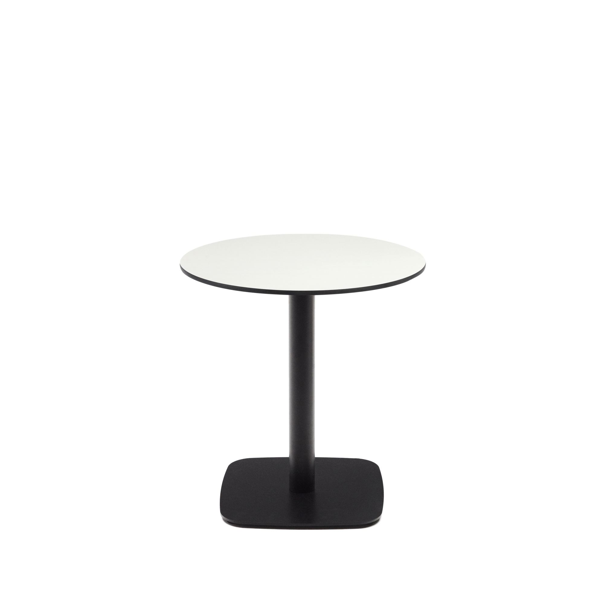 Dina Садовый круглый стол белый на черном металлическом основании Ø 68x70 La Forma (ex Julia Grup)