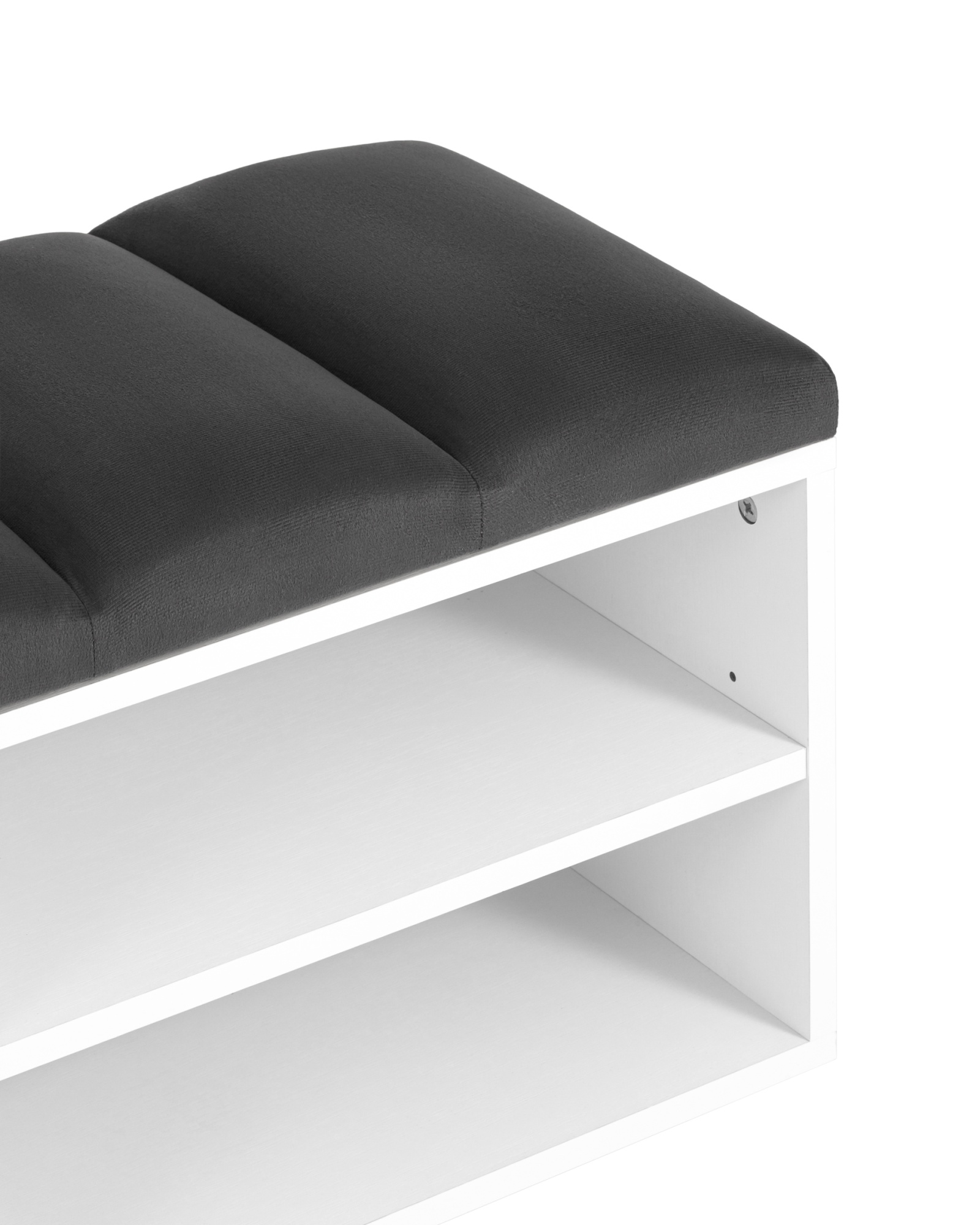 Обувница Хольст 2 белая велюр тёмно-серый Stool Group