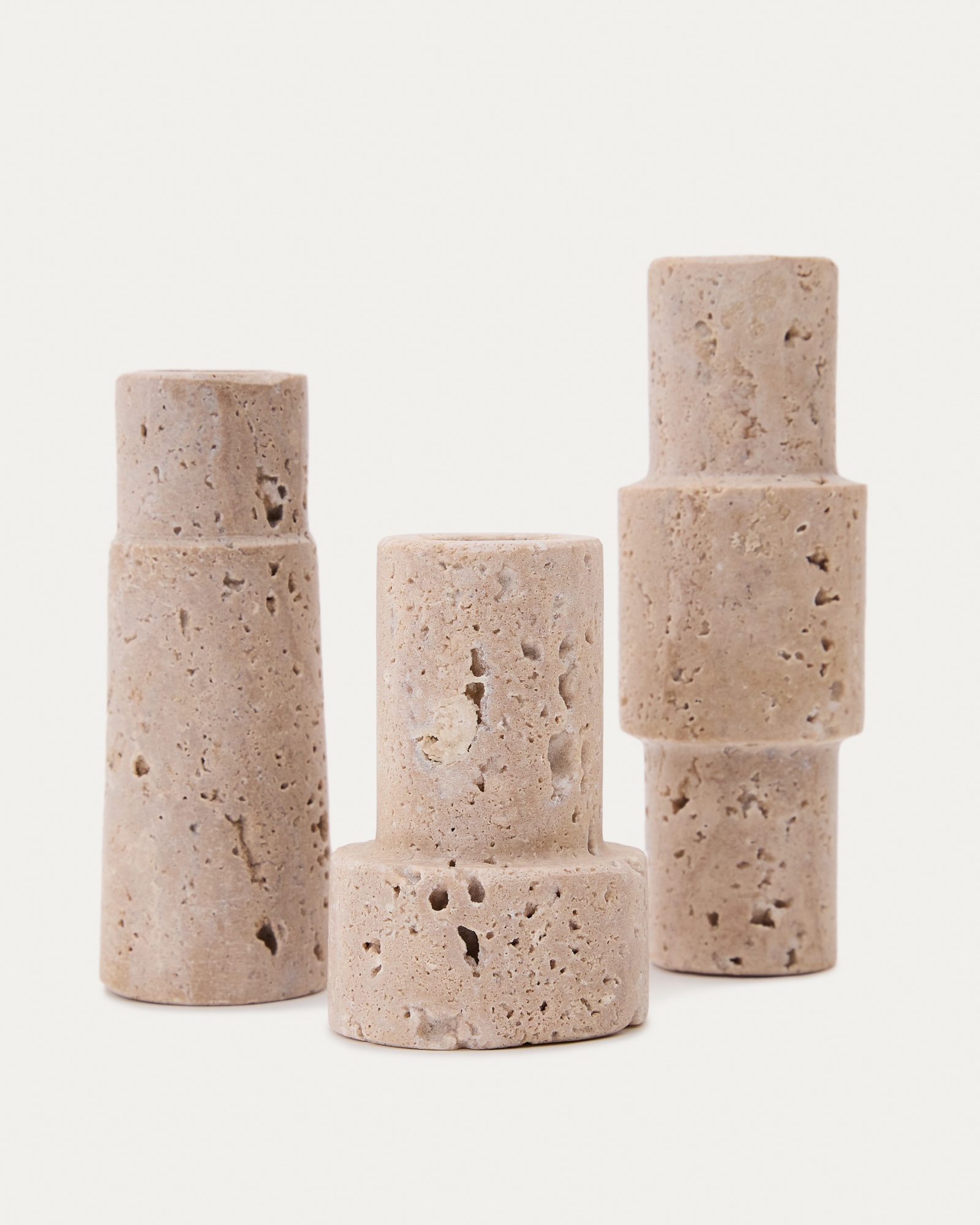Набор Majid из 3-х подсвечников из бежевого травертина La Forma (ex Julia Grup)