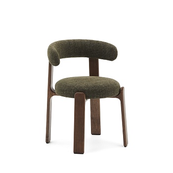 Granite Стул на 4 ножках из зеленого шенилла и массива ясеня в отделке орех La Forma (ex Julia Grup)