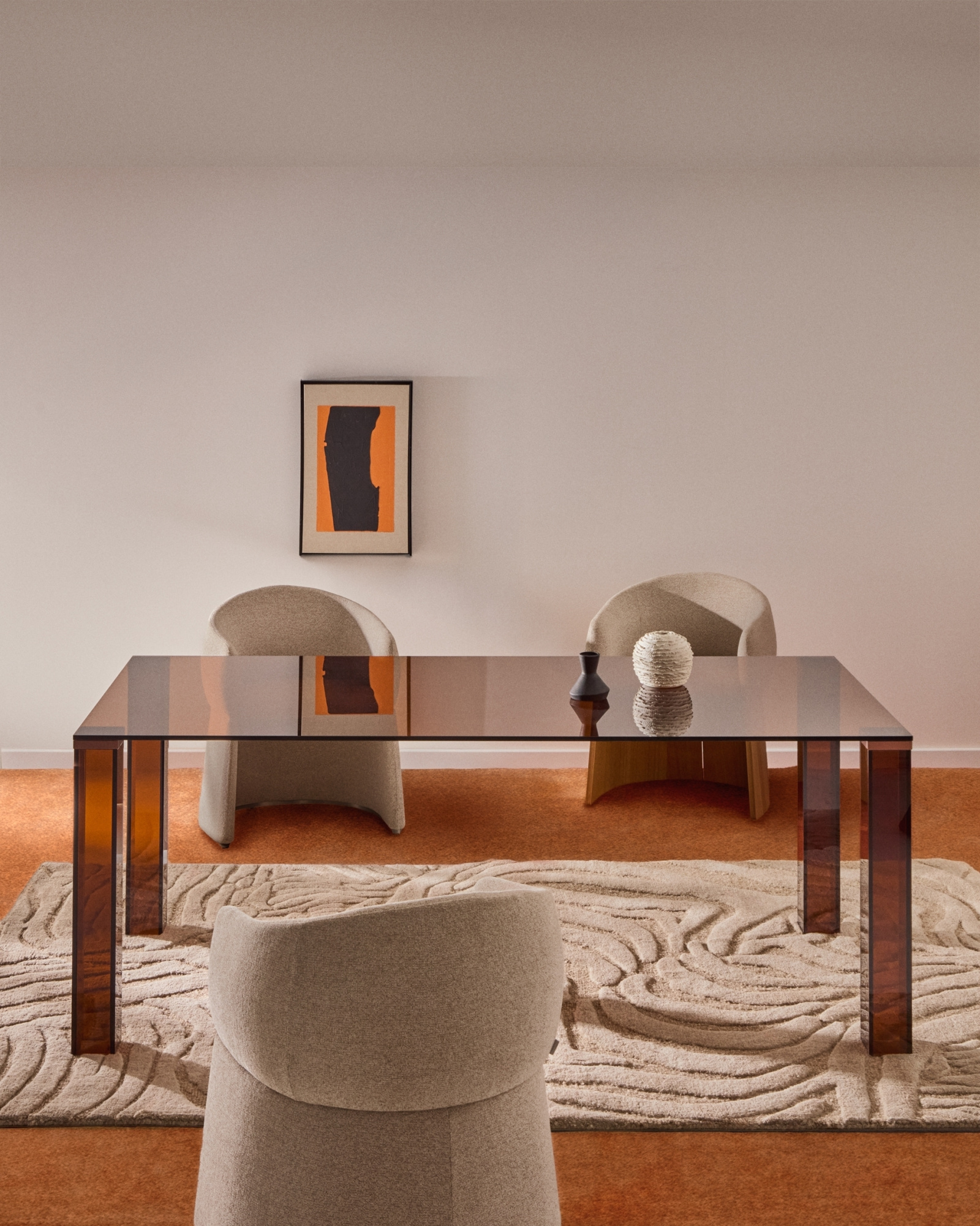 Стол Adularia из коричневого закаленного стекла 200 x 100 см La Forma 447715