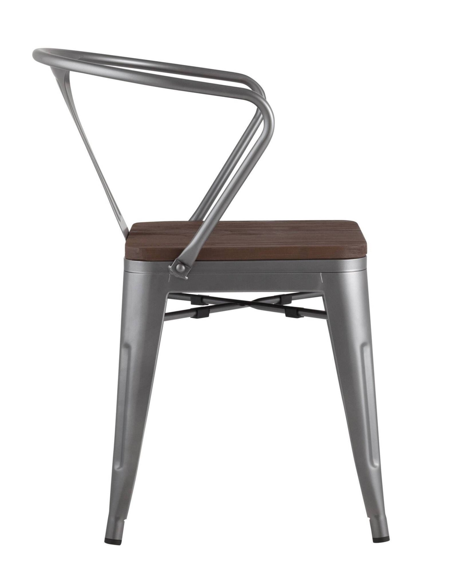 Стул TOLIX ARM WOOD с подлокотниками серебристый Stool Group